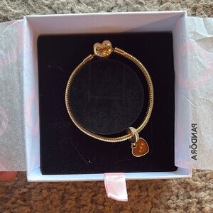 Pandora Gold Heart Charm Bracelet